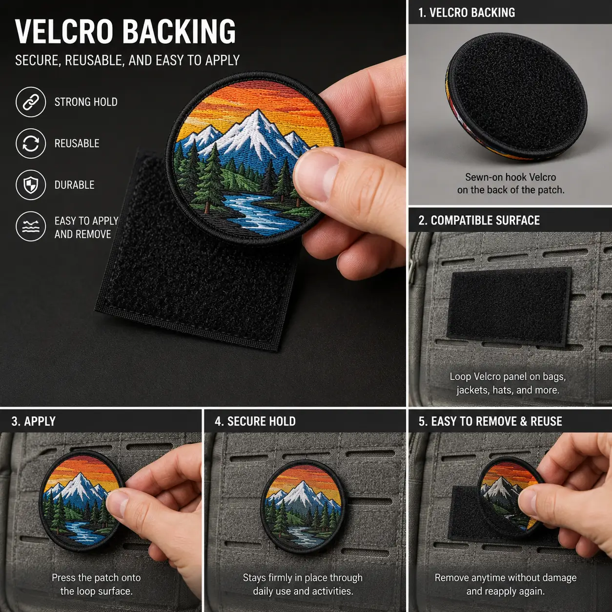 Applying a patch with Velcro backing